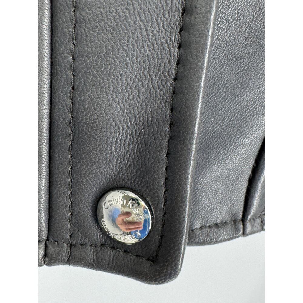 Calvin Klein Gray Genuine Leather Moto Jacket XS NWT Silver Hardware - Picture 12 of 12